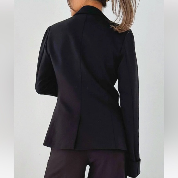 Leze The Label Canadian Brand sustainable Women Classic Black Blazer size L NWT! - Picture 6 of 14
